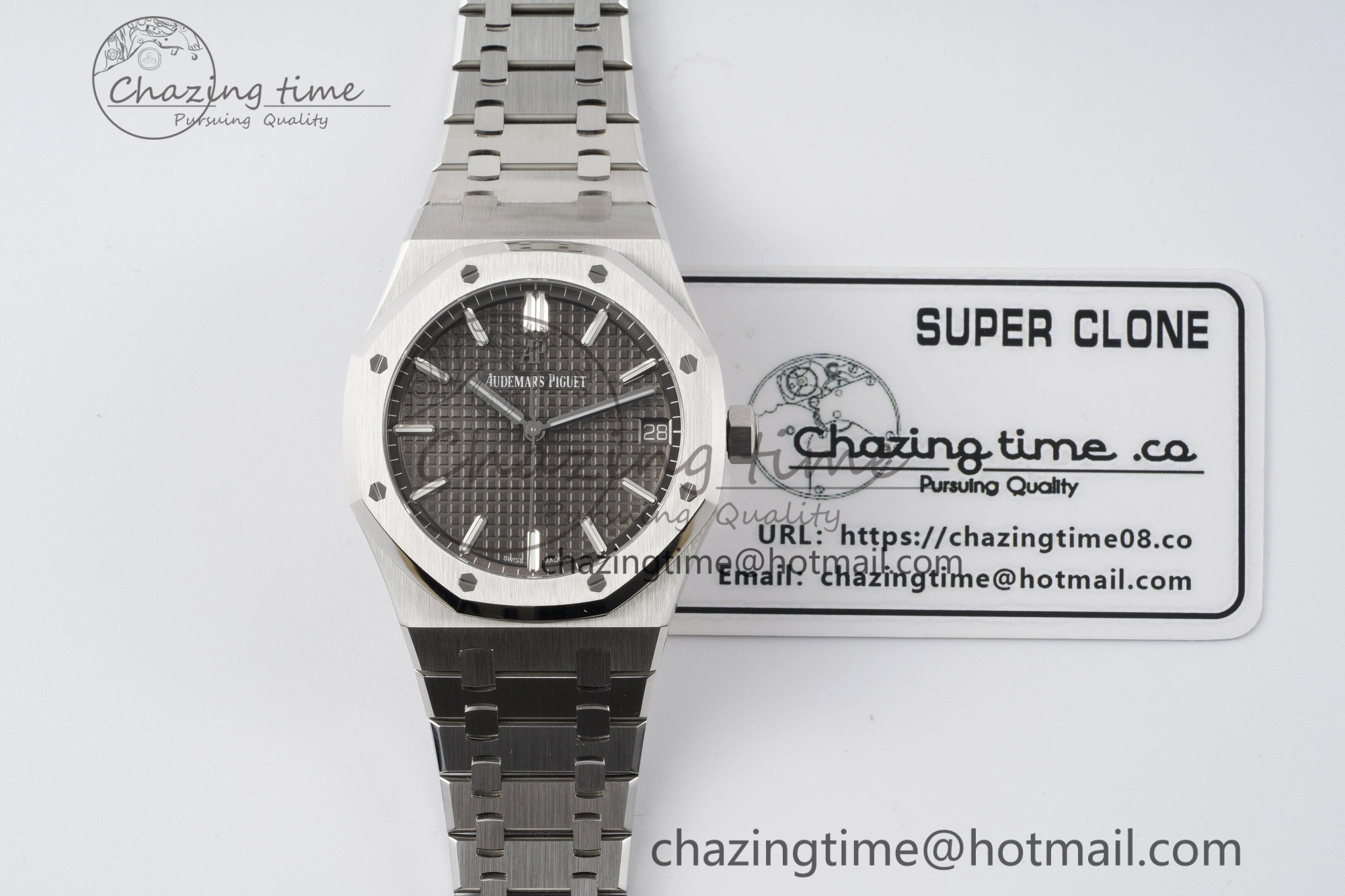 Royal Oak 41mm 15500 SS ZF 1:1 Best Edition Gray Textured Dial on SS Bracelet A4302 Super Clone V3