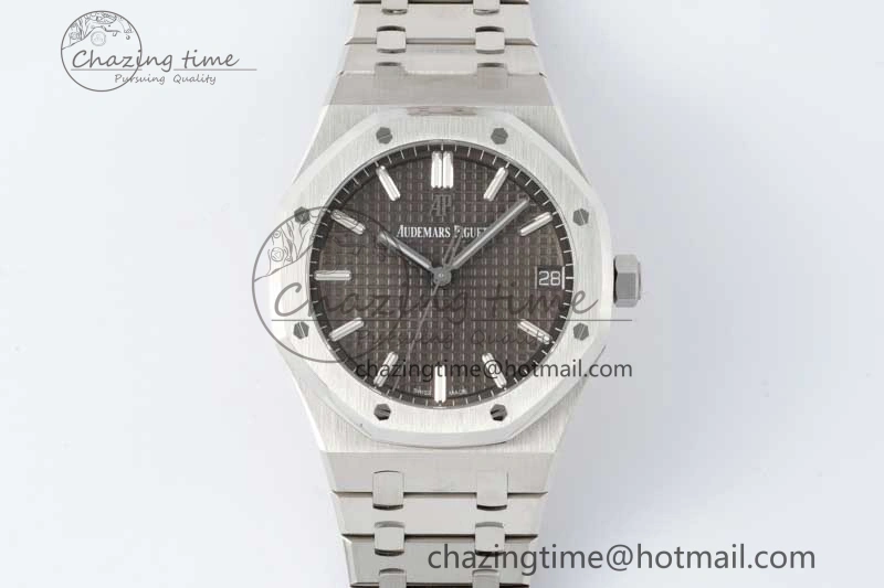 Royal Oak 41mm 15500 SS ZF 1:1 Best Edition Gray Textured Dial on SS Bracelet A4302 Super Clone