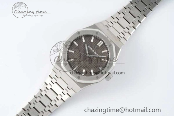Royal Oak 41mm 15500 SS ZF 1:1 Best Edition Gray Textured Dial on SS Bracelet A4302 Super Clone