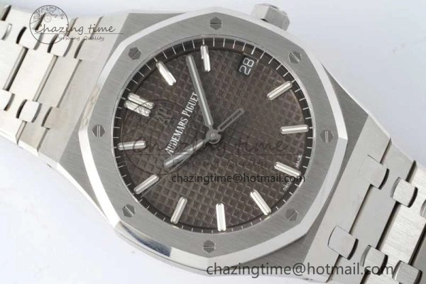 Royal Oak 41mm 15500 SS ZF 1:1 Best Edition Gray Textured Dial on SS Bracelet A4302 Super Clone