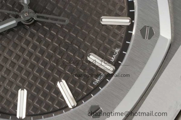 Royal Oak 41mm 15500 SS ZF 1:1 Best Edition Gray Textured Dial on SS Bracelet A4302 Super Clone