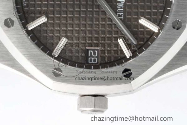 Royal Oak 41mm 15500 SS ZF 1:1 Best Edition Gray Textured Dial on SS Bracelet A4302 Super Clone