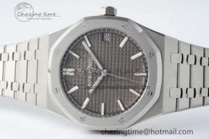 Royal Oak 41mm 15500 SS ZF 1:1 Best Edition Gray Textured Dial on SS Bracelet A4302 Super Clone