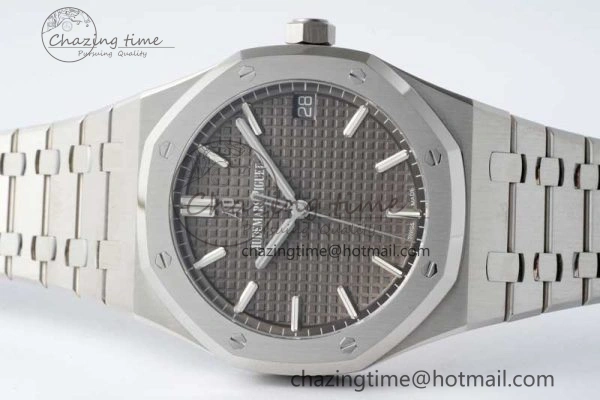 Royal Oak 41mm 15500 SS ZF 1:1 Best Edition Gray Textured Dial on SS Bracelet A4302 Super Clone