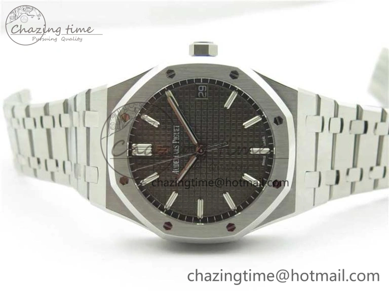 Royal Oak 41mm 15500 SS ZF 1:1 Best Edition Gray Textured Dial on SS Bracelet A4302 V2 (Free Box)