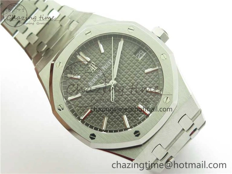 Royal Oak 41mm 15500 SS ZF 1:1 Best Edition Gray Textured Dial on SS Bracelet A4302 V2 (Free Box)