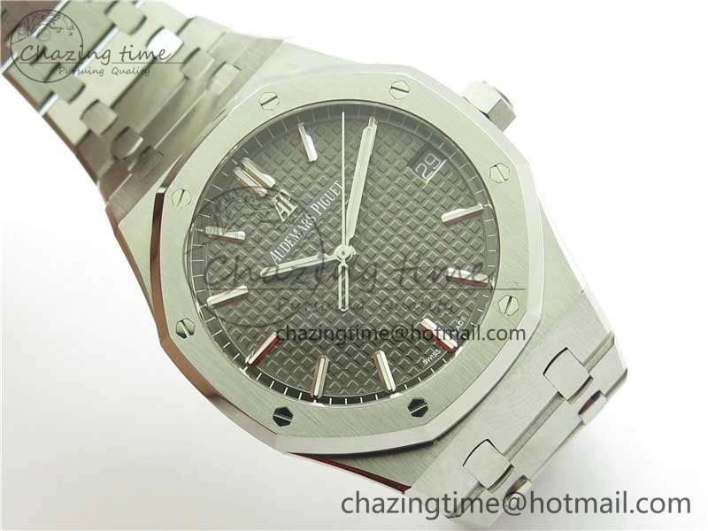 Royal Oak 41mm 15500 SS ZF 1:1 Best Edition Gray Textured Dial on SS Bracelet A4302 V2 (Free Box)