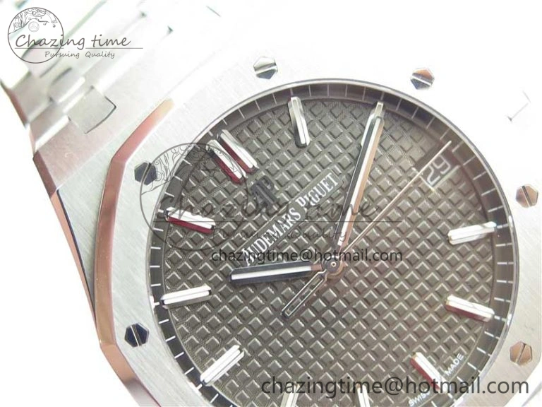 Royal Oak 41mm 15500 SS ZF 1:1 Best Edition Gray Textured Dial on SS Bracelet A4302 V2 (Free Box)