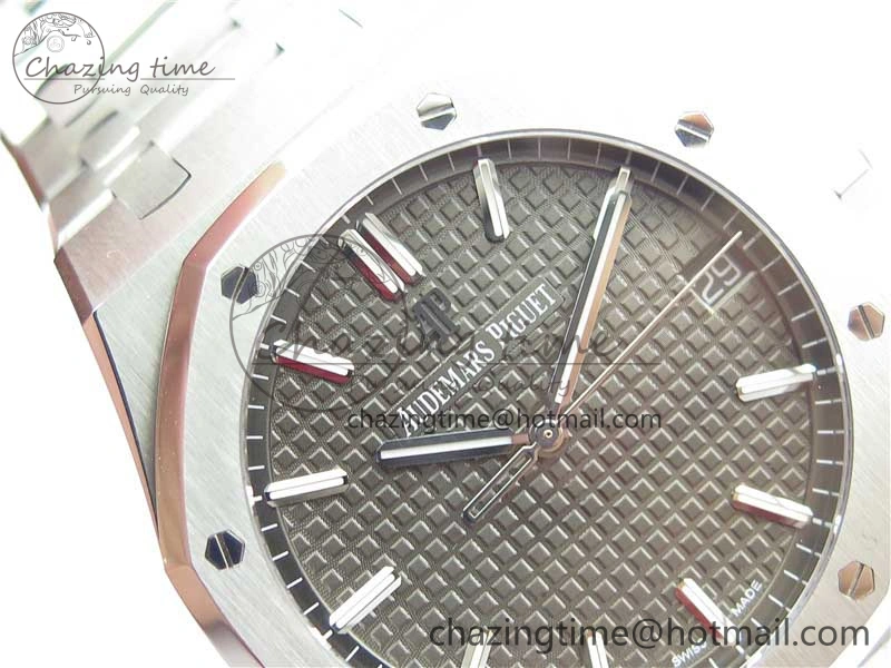 Royal Oak 41mm 15500 SS ZF 1:1 Best Edition Gray Textured Dial on SS Bracelet A4302 V2 (Free Box)