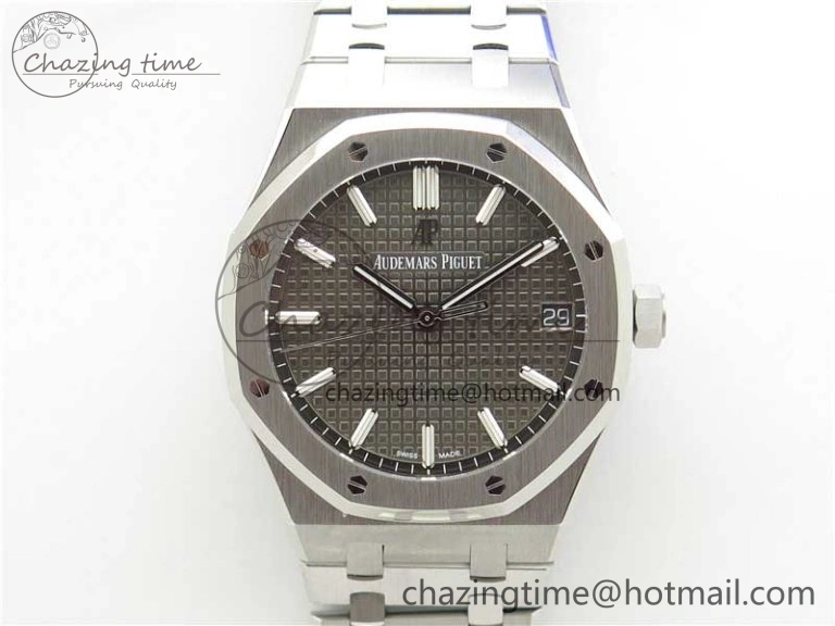 Royal Oak 41mm 15500 SS ZF 1:1 Best Edition Gray Textured Dial on SS Bracelet A4302 V2 (Free Box)