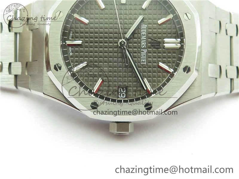 Royal Oak 41mm 15500 SS ZF 1:1 Best Edition Gray Textured Dial on SS Bracelet A4302 V2 (Free Box)