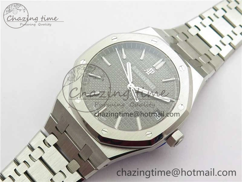 Royal Oak 41mm 15500 SS ZF 1:1 Best Edition Gray Textured Dial on SS Bracelet A4302 V2 (Free Box)