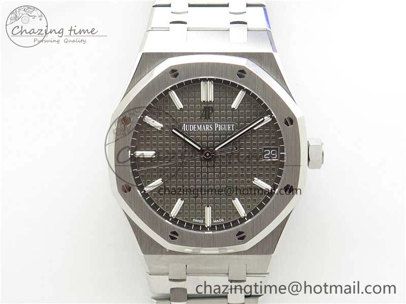 Royal Oak 41mm 15500 SS ZF 1:1 Best Edition Gray Textured Dial on SS Bracelet A4302 V2 (Free Box)