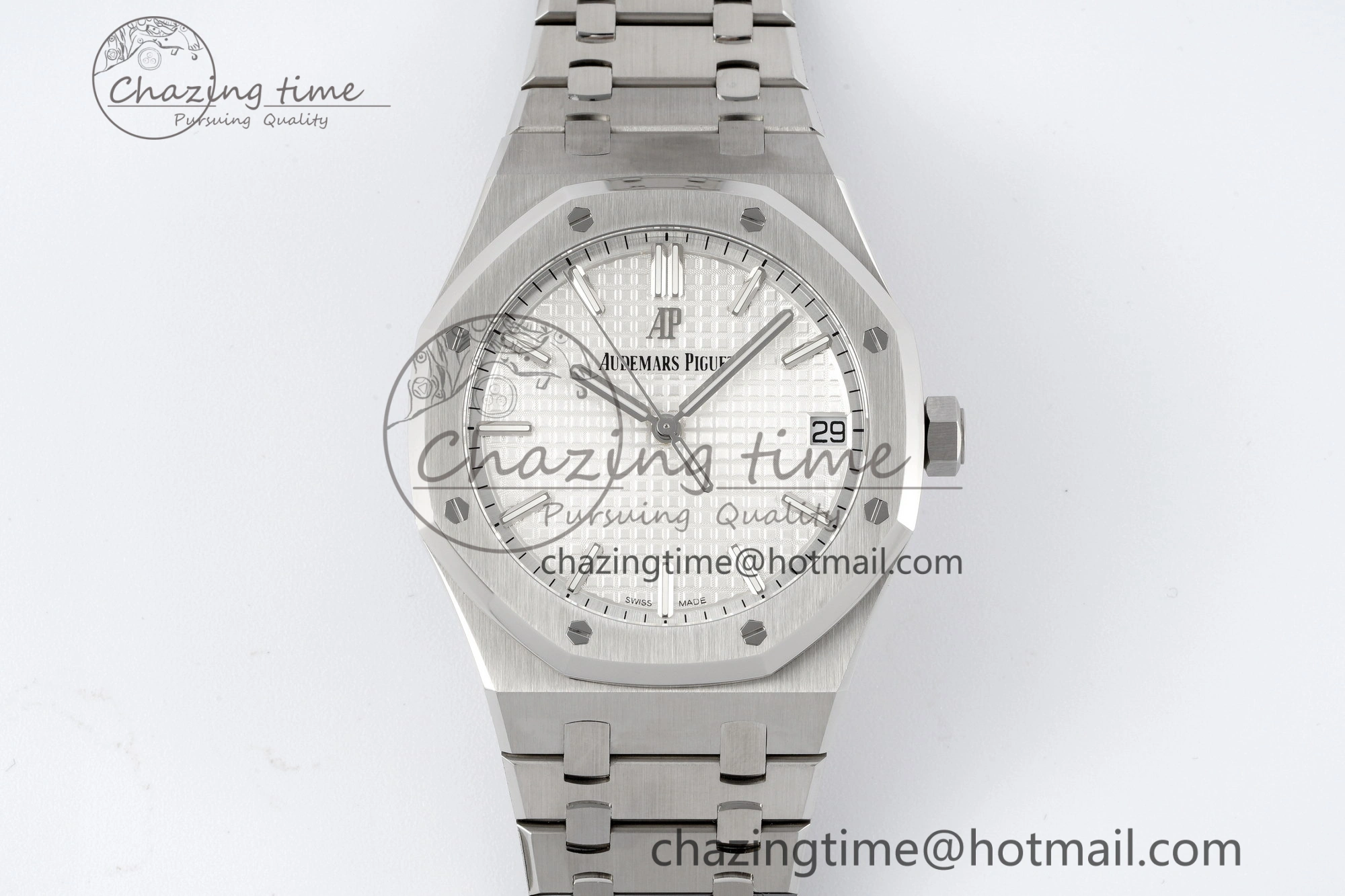 Royal Oak 41mm 15500 SS ZF 1:1 Best Edition White Textured Dial on SS Bracelet A4302 Super Clone V3