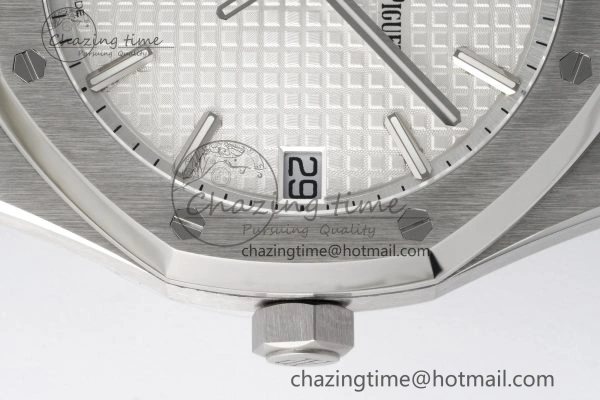 Royal Oak 41mm 15500 SS ZF 1:1 Best Edition White Textured Dial on SS Bracelet A4302 Super Clone V3