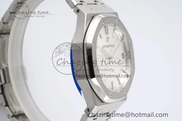 Royal Oak 41mm 15500 SS ZF 1:1 Best Edition White Textured Dial on SS Bracelet A4302 Super Clone V3