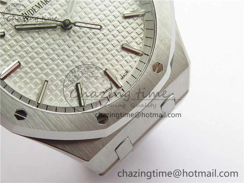Royal Oak 41mm 15500 SS ZF 1:1 Best Edition White Textured Dial on SS Bracelet A4302 V2 (Free Box)