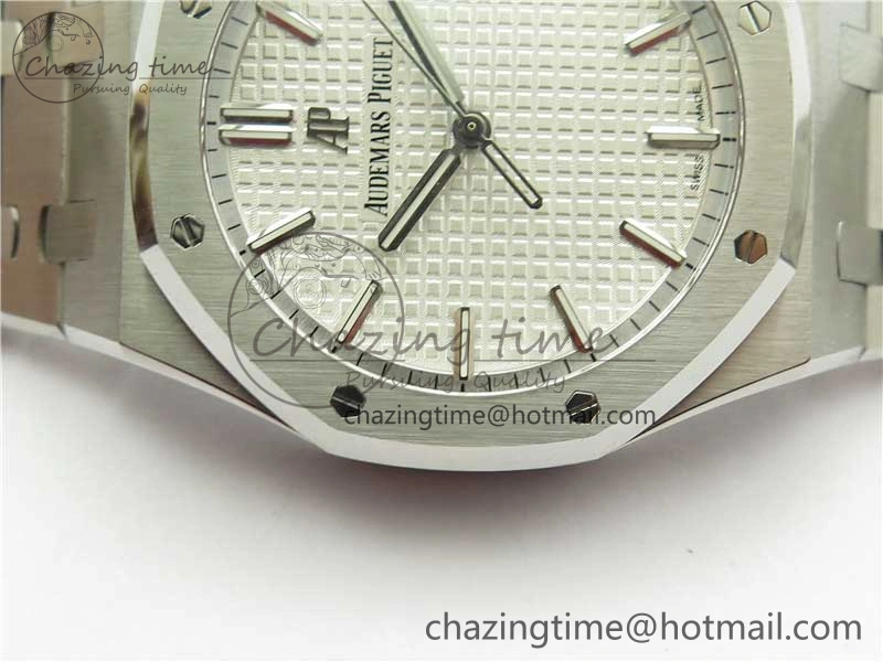 Royal Oak 41mm 15500 SS ZF 1:1 Best Edition White Textured Dial on SS Bracelet A4302 V2 (Free Box)