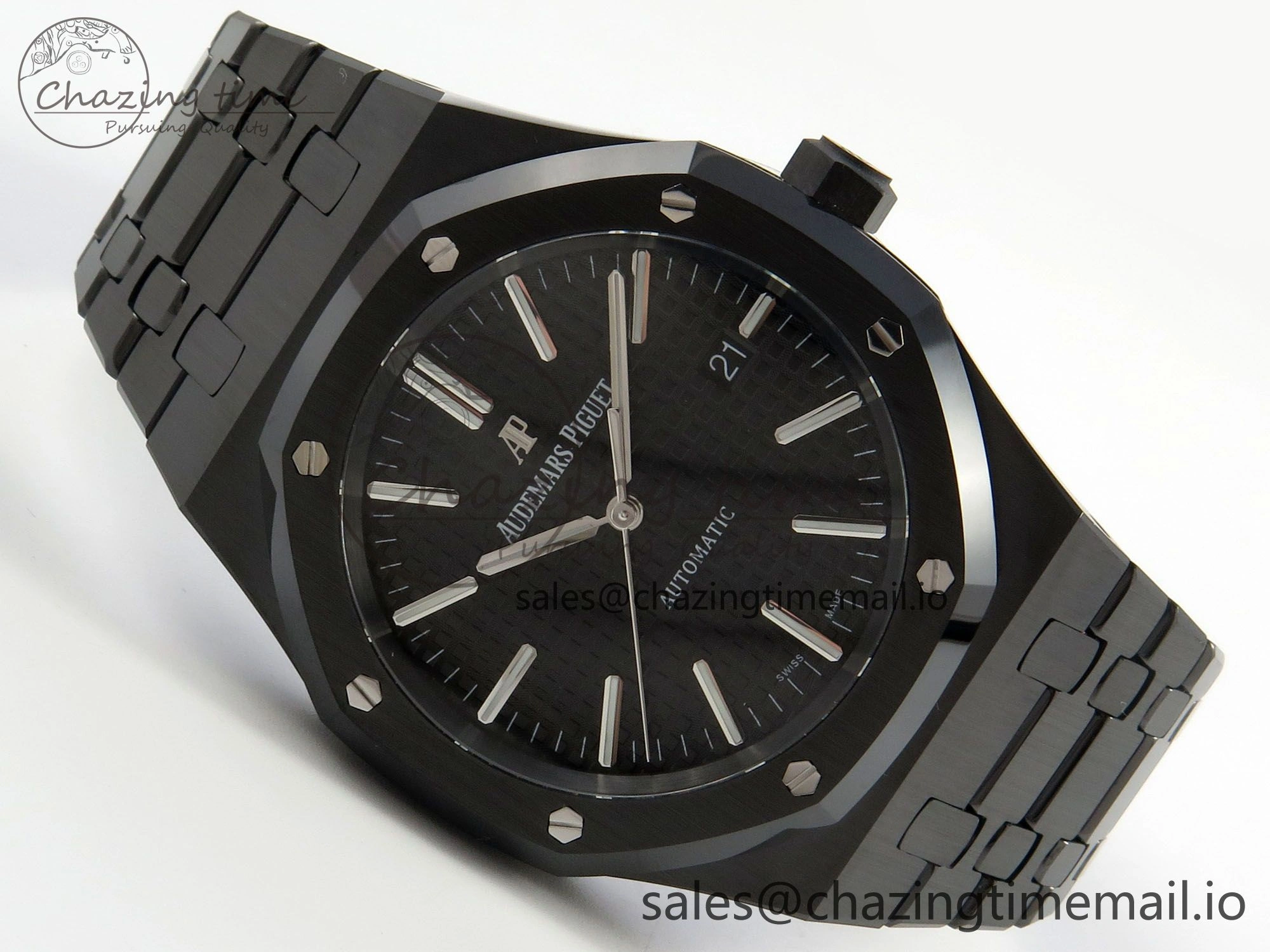 Royal Oak 41mm 15500 THBF 1:1 Best Edition Black Dial on Black Ceramic Bracelet SA4302 Super Clone