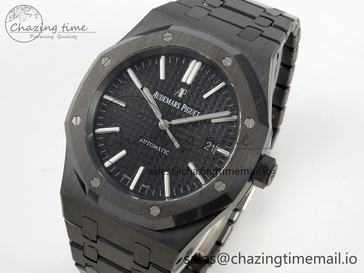 Royal Oak 41mm 15500 THBF 1:1 Best Edition Black Dial on Black Ceramic Bracelet SA4302 Super Clone