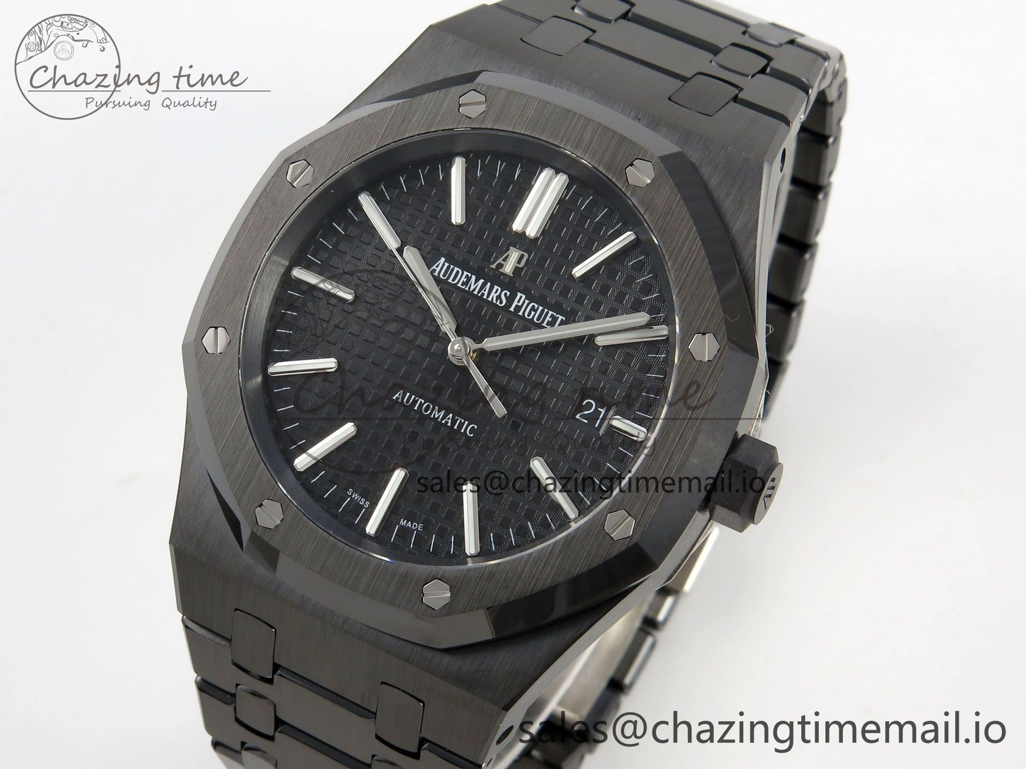 Royal Oak 41mm 15500 THBF 1:1 Best Edition Black Dial on Black Ceramic Bracelet SA4302 Super Clone