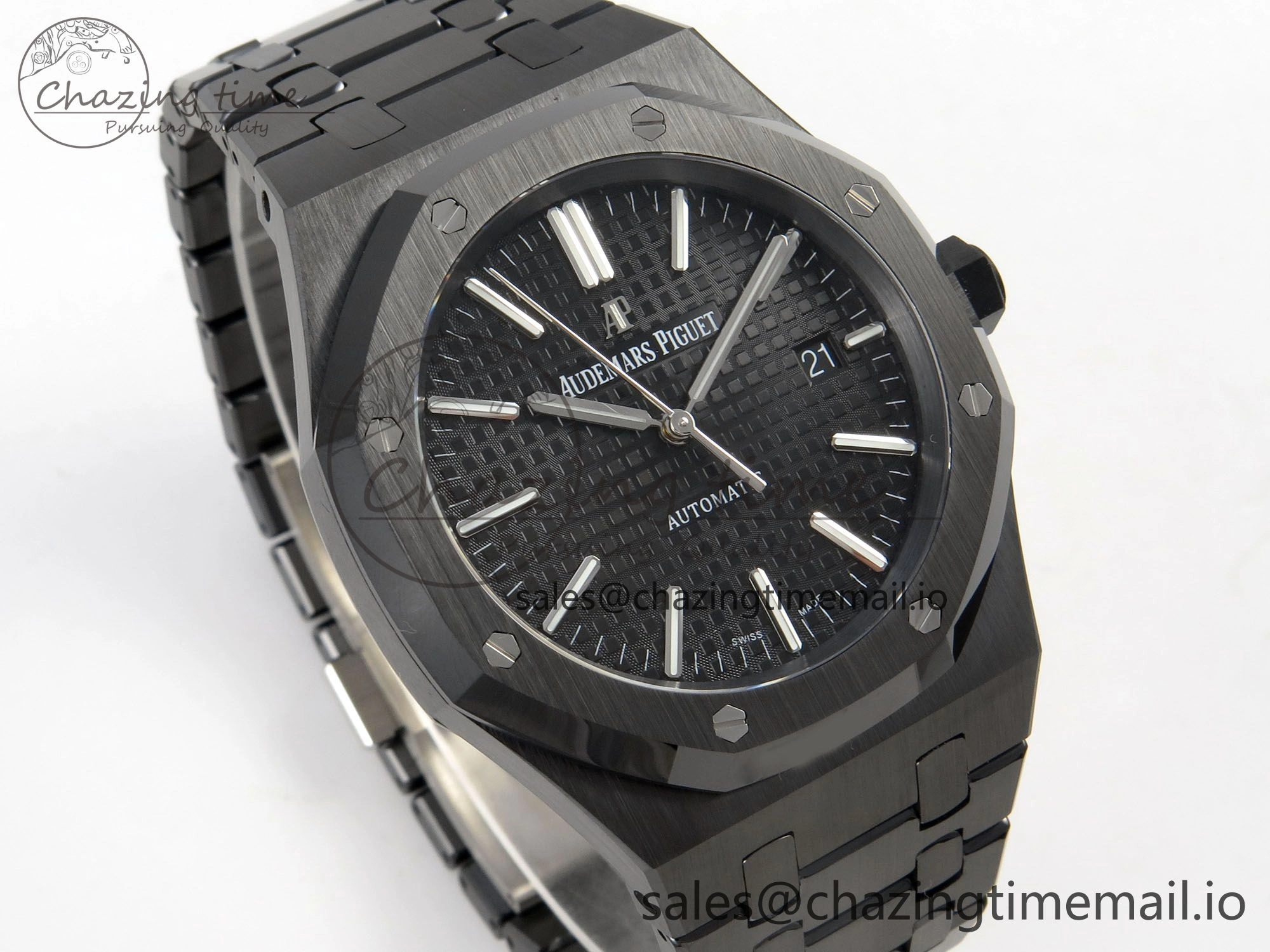 Royal Oak 41mm 15500 THBF 1:1 Best Edition Black Dial on Black Ceramic Bracelet SA4302 Super Clone