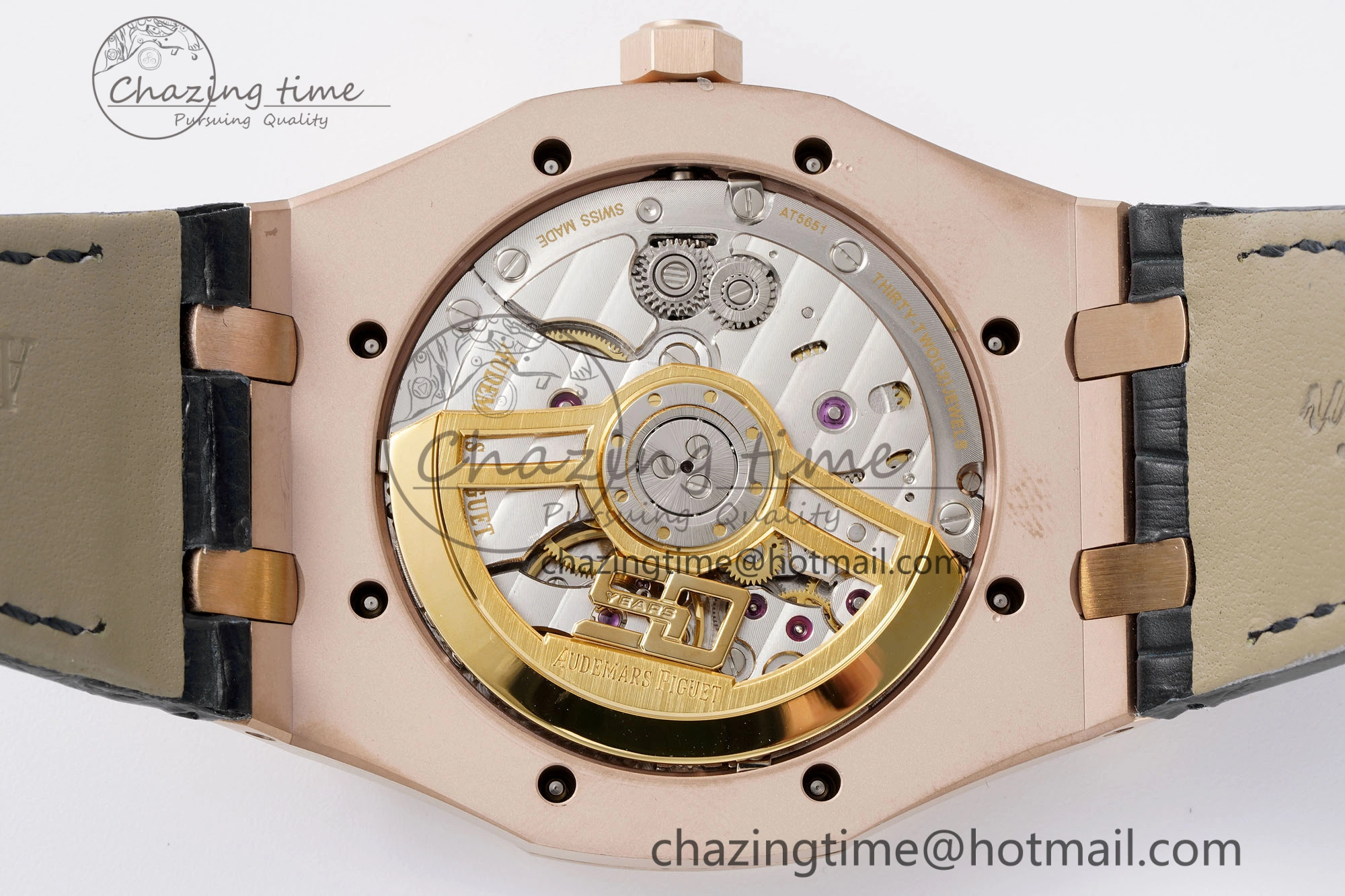 Royal Oak 41mm 15510 “50th Anniversary” RG APSF 1:1 Best Edition Black Dial on Black Leather Strap SA4302 Super Clone