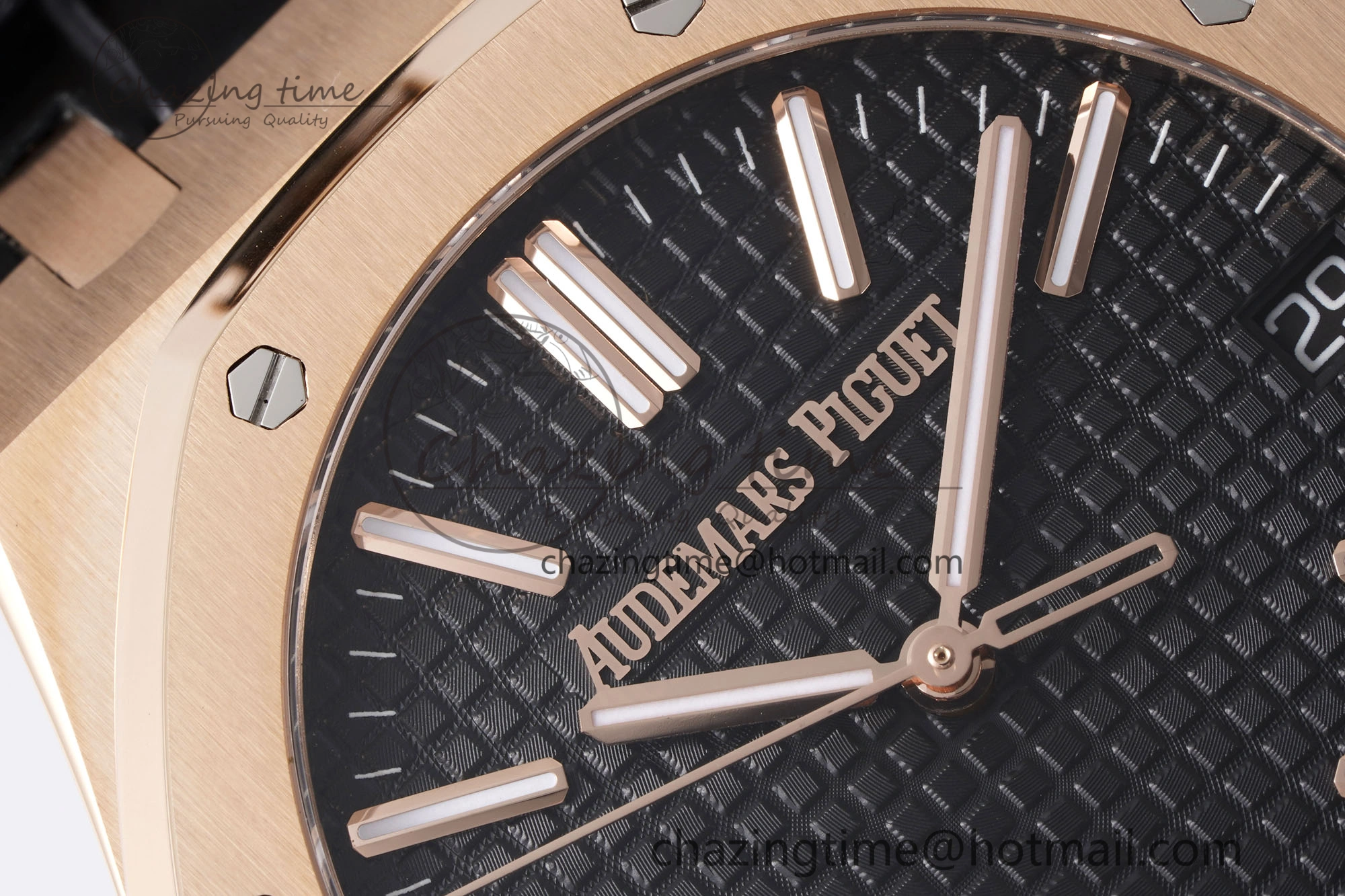 Royal Oak 41mm 15510 “50th Anniversary” RG APSF 1:1 Best Edition Black Dial on Black Leather Strap SA4302 Super Clone