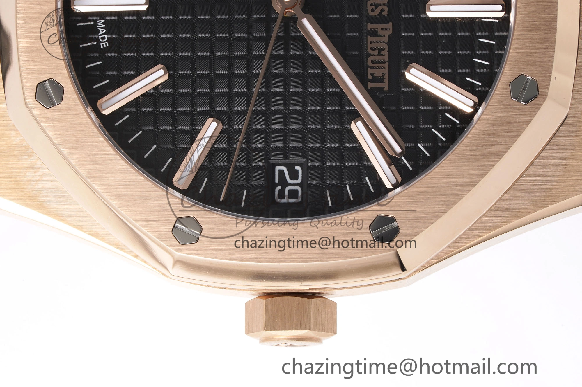 Royal Oak 41mm 15510 “50th Anniversary” RG APSF 1:1 Best Edition Black Dial on Black Leather Strap SA4302 Super Clone