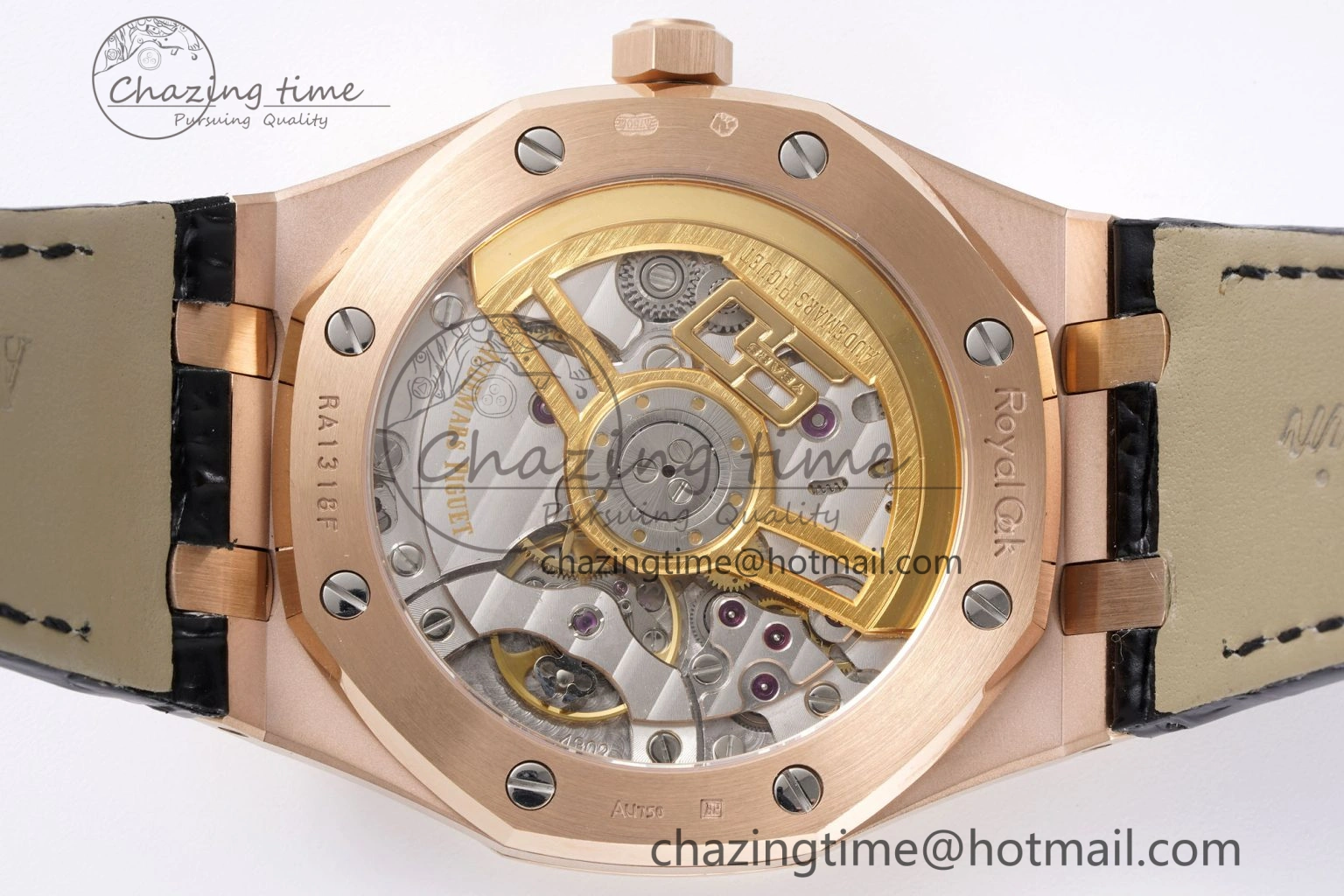 Royal Oak 41mm 15510 “50th Anniversary” RG APSF 1:1 Best Edition Black Dial on Black Leather Strap SA4302 Super Clone