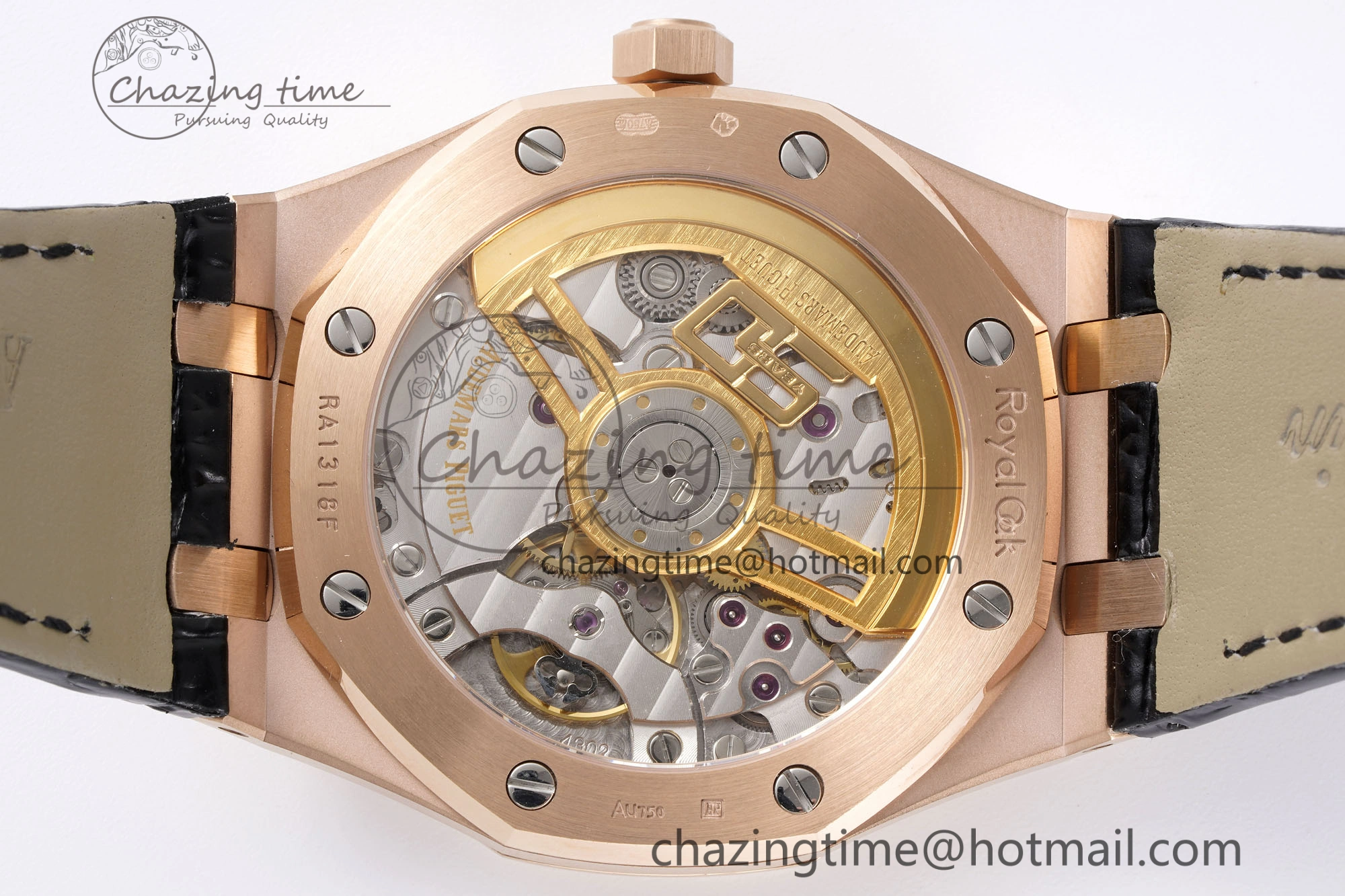 Royal Oak 41mm 15510 “50th Anniversary” RG APSF 1:1 Best Edition Black Dial on Black Leather Strap SA4302 Super Clone