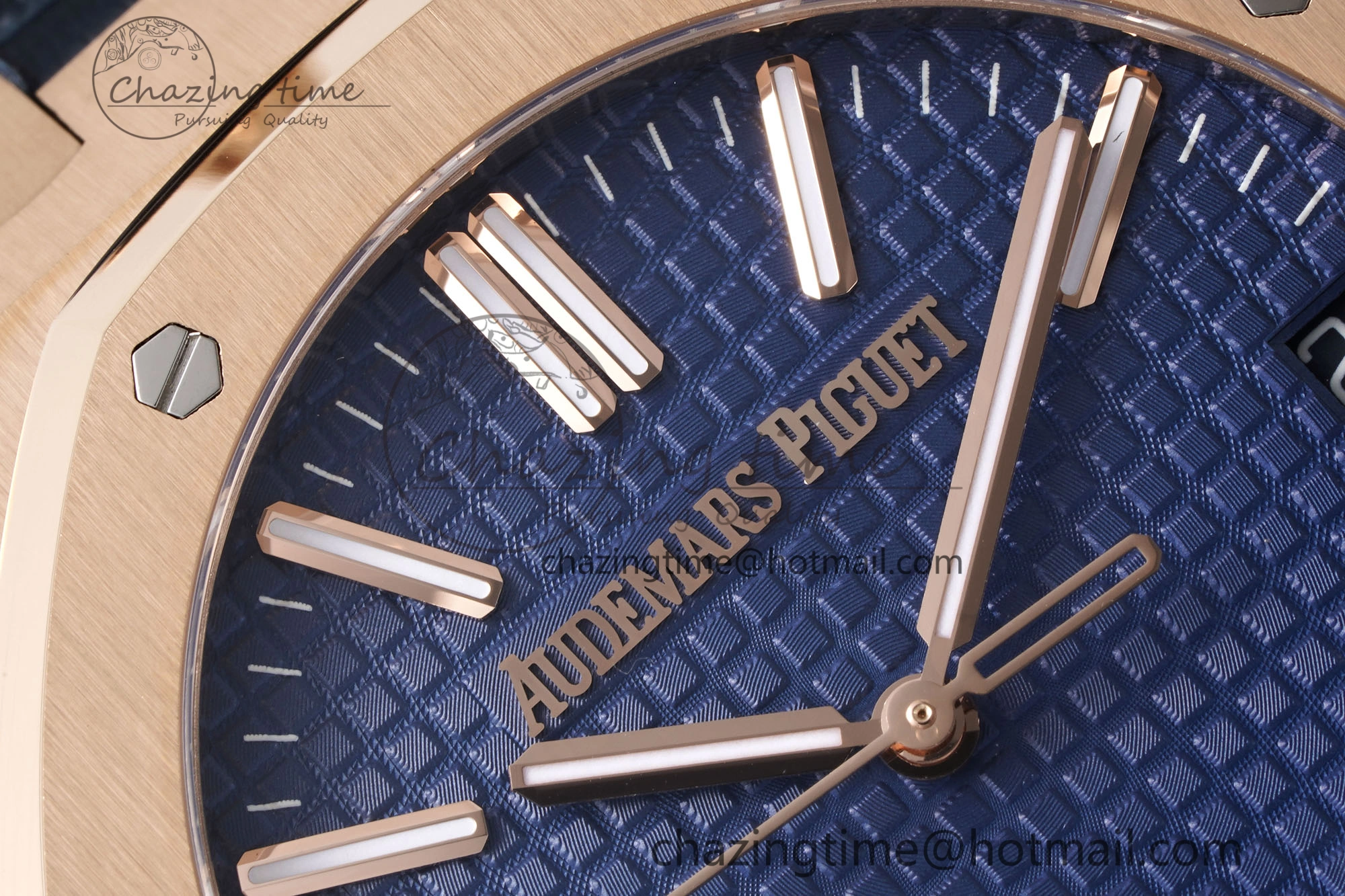 Royal Oak 41mm 15510 “50th Anniversary” RG APSF 1:1 Best Edition Black Dial on Blue Leather Strap SA4302 Super Clone