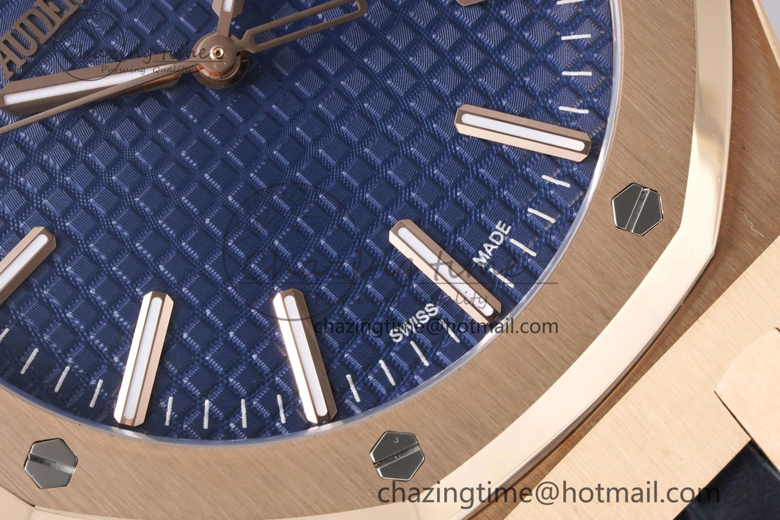 Royal Oak 41mm 15510 “50th Anniversary” RG APSF 1:1 Best Edition Black Dial on Blue Leather Strap SA4302 Super Clone