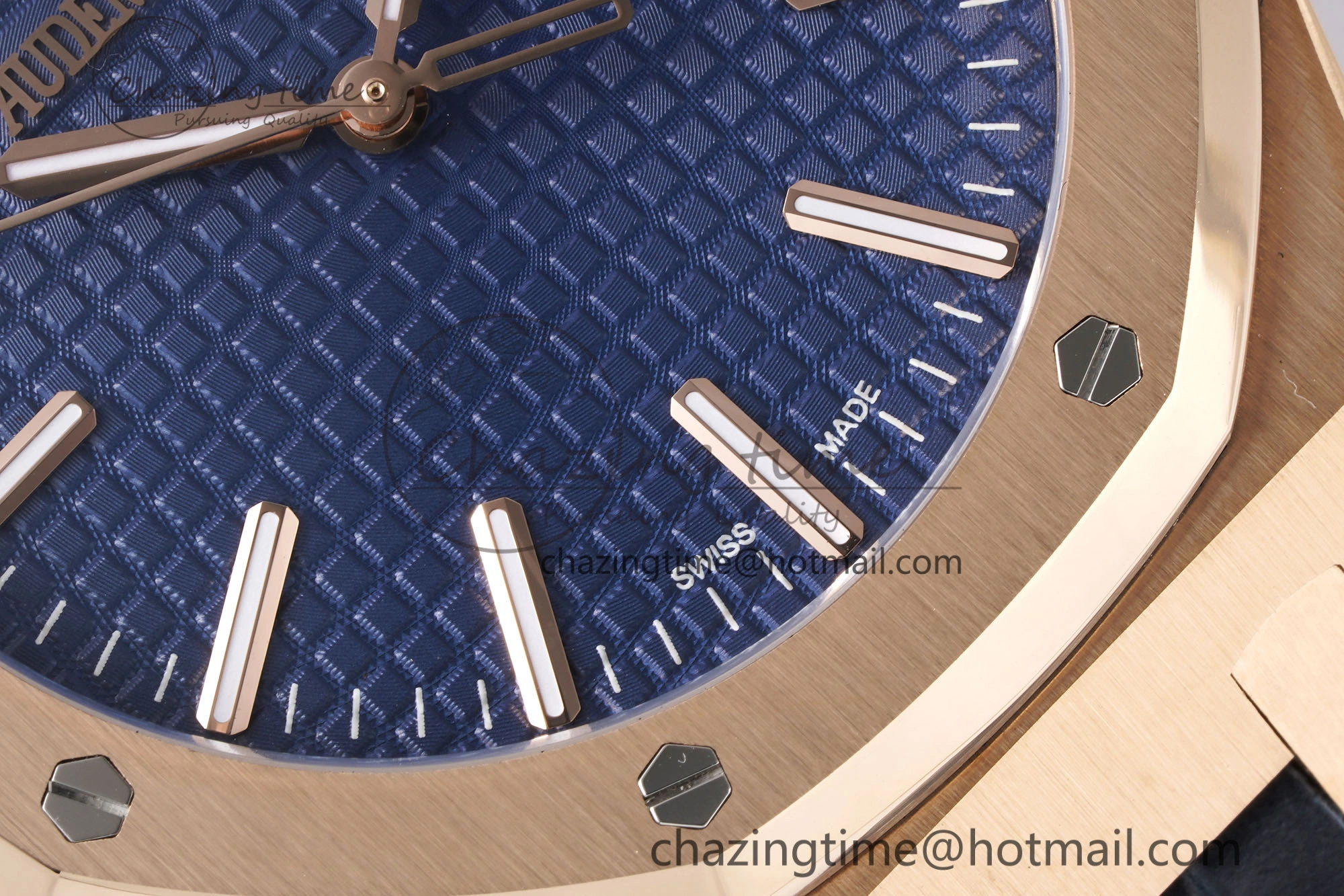 Royal Oak 41mm 15510 “50th Anniversary” RG APSF 1:1 Best Edition Black Dial on Blue Leather Strap SA4302 Super Clone