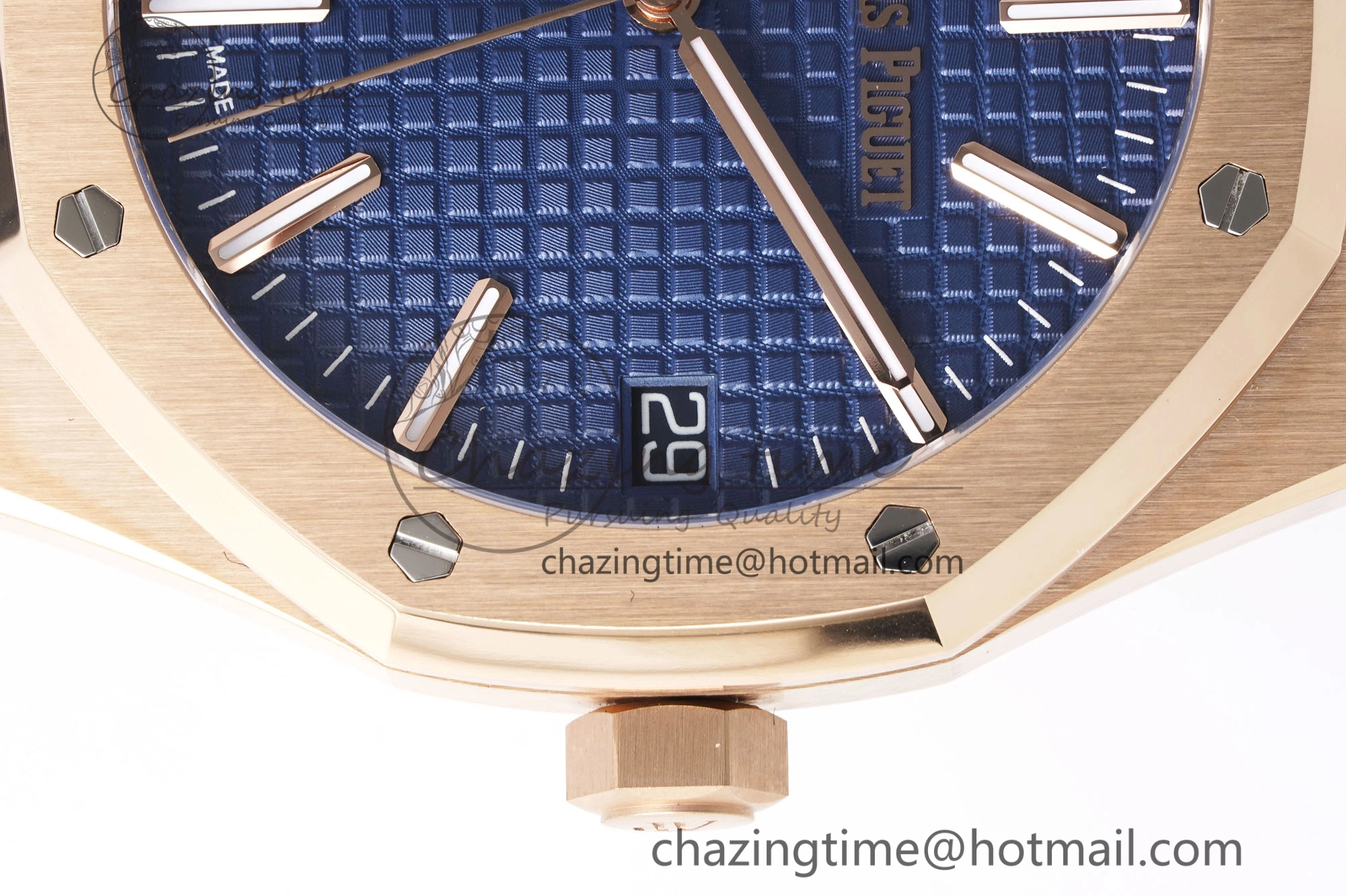 Royal Oak 41mm 15510 “50th Anniversary” RG APSF 1:1 Best Edition Black Dial on Blue Leather Strap SA4302 Super Clone