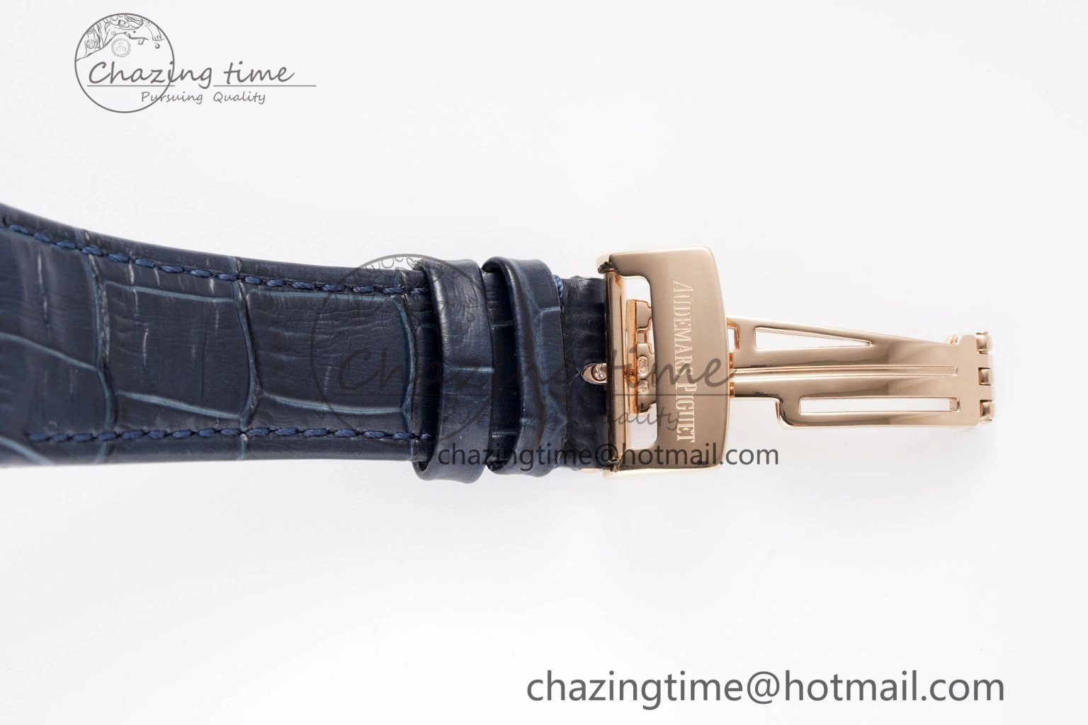 Royal Oak 41mm 15510 “50th Anniversary” RG APSF 1:1 Best Edition Black Dial on Blue Leather Strap SA4302 Super Clone