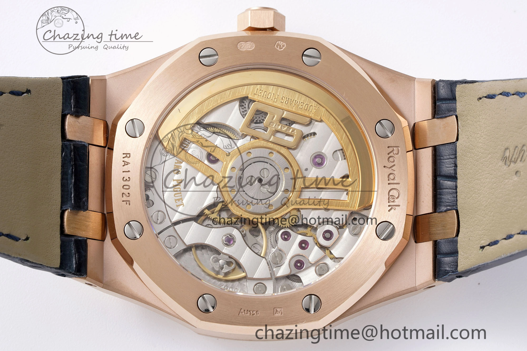 Royal Oak 41mm 15510 “50th Anniversary” RG APSF 1:1 Best Edition Black Dial on Blue Leather Strap SA4302 Super Clone