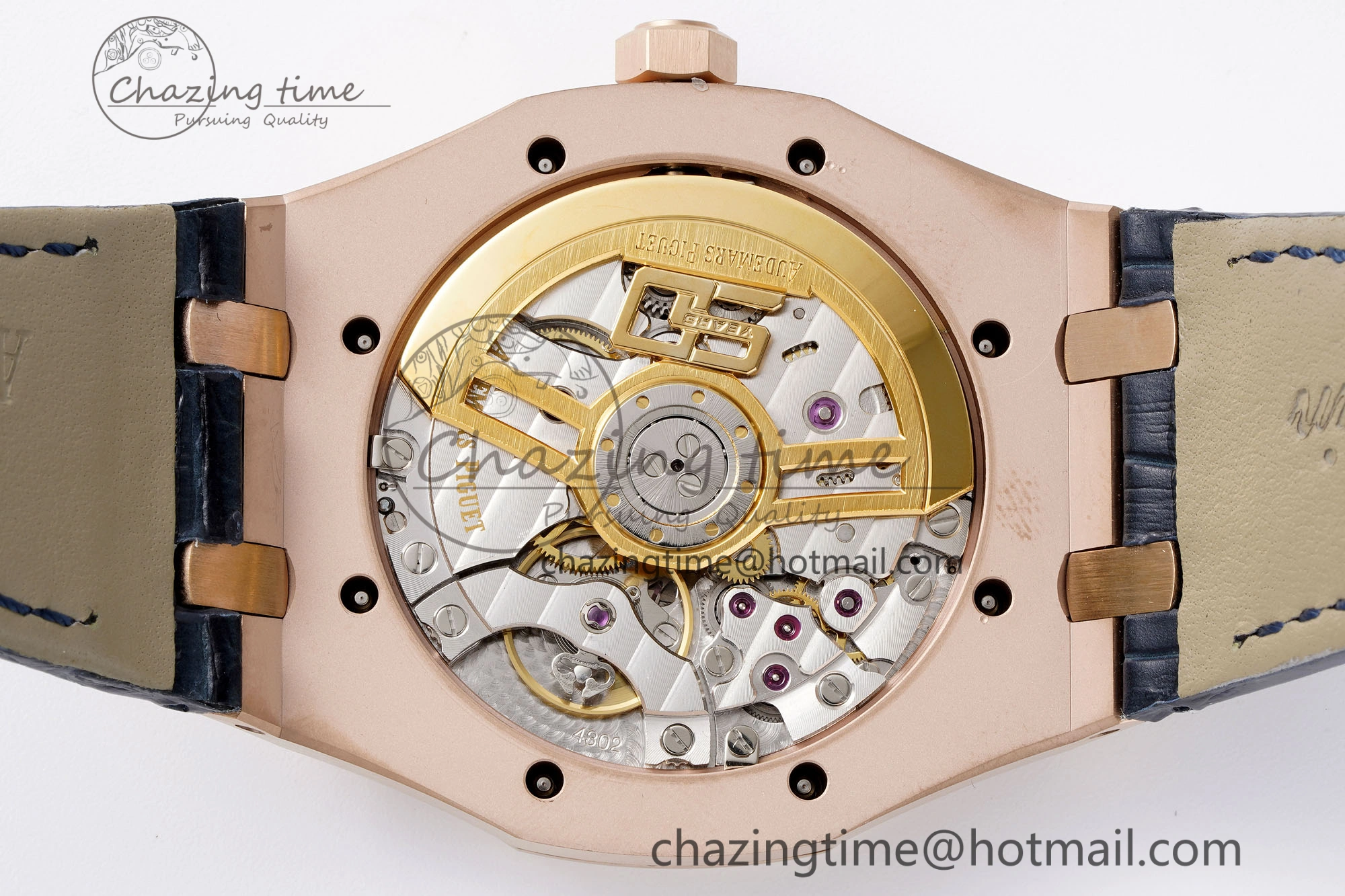 Royal Oak 41mm 15510 “50th Anniversary” RG APSF 1:1 Best Edition Black Dial on Blue Leather Strap SA4302 Super Clone