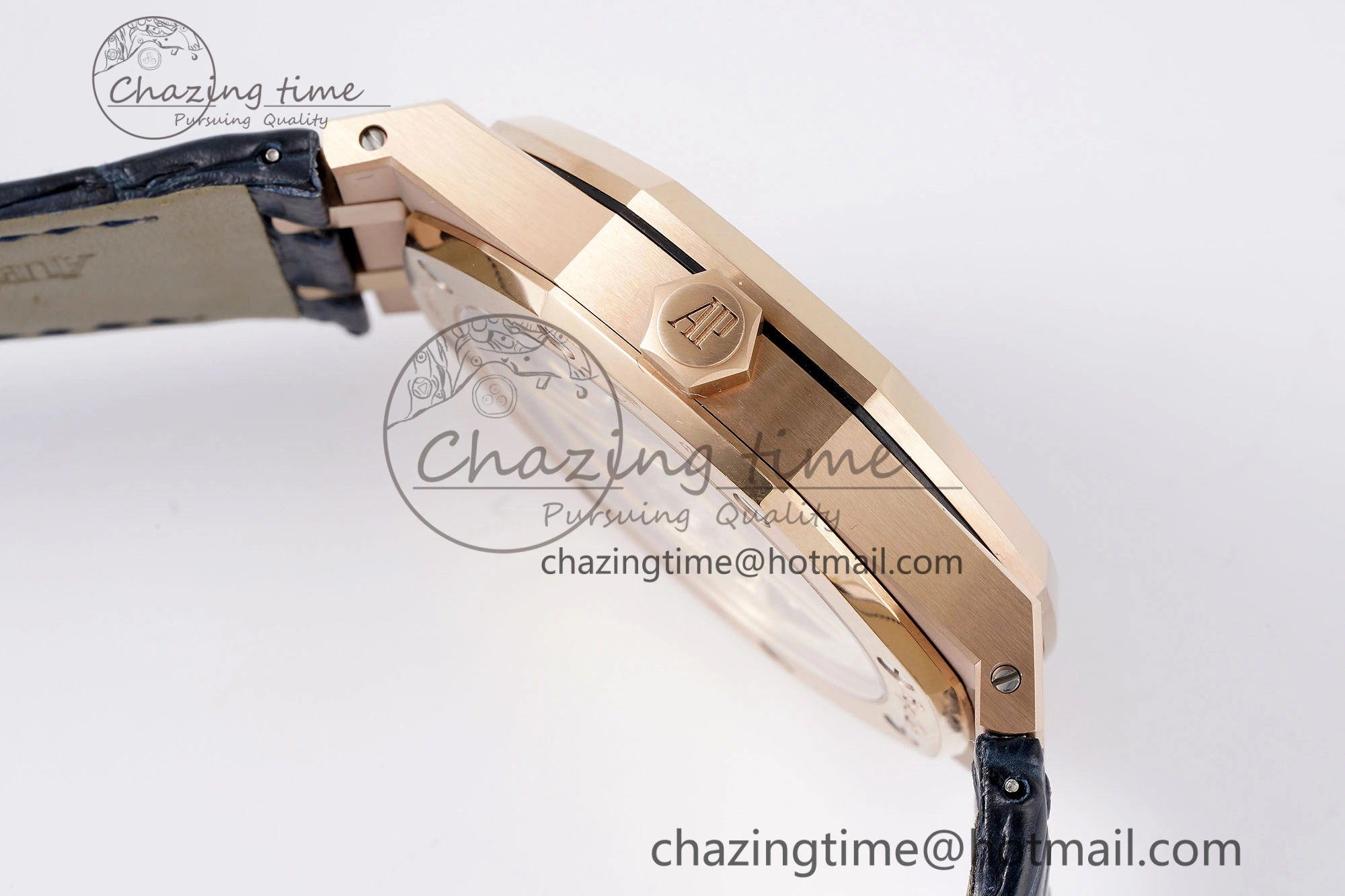 Royal Oak 41mm 15510 “50th Anniversary” RG APSF 1:1 Best Edition Black Dial on Blue Leather Strap SA4302 Super Clone
