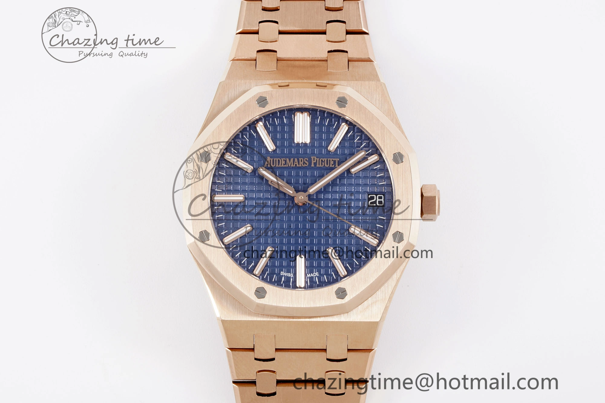 Royal Oak 41mm 15510 “50th Anniversary” RG APSF 1:1 Best Edition Blue Dial on RG Bracelet SA4302 Super Clone