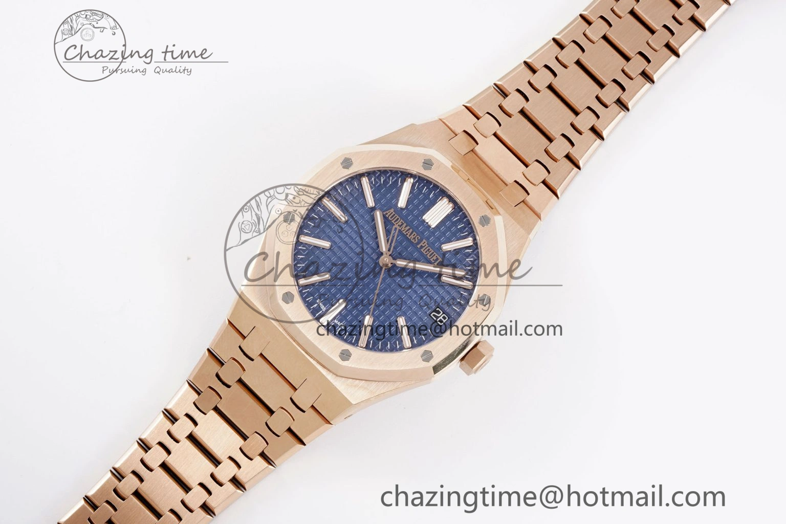 Royal Oak 41mm 15510 “50th Anniversary” RG APSF 1:1 Best Edition Blue Dial on RG Bracelet SA4302 Super Clone