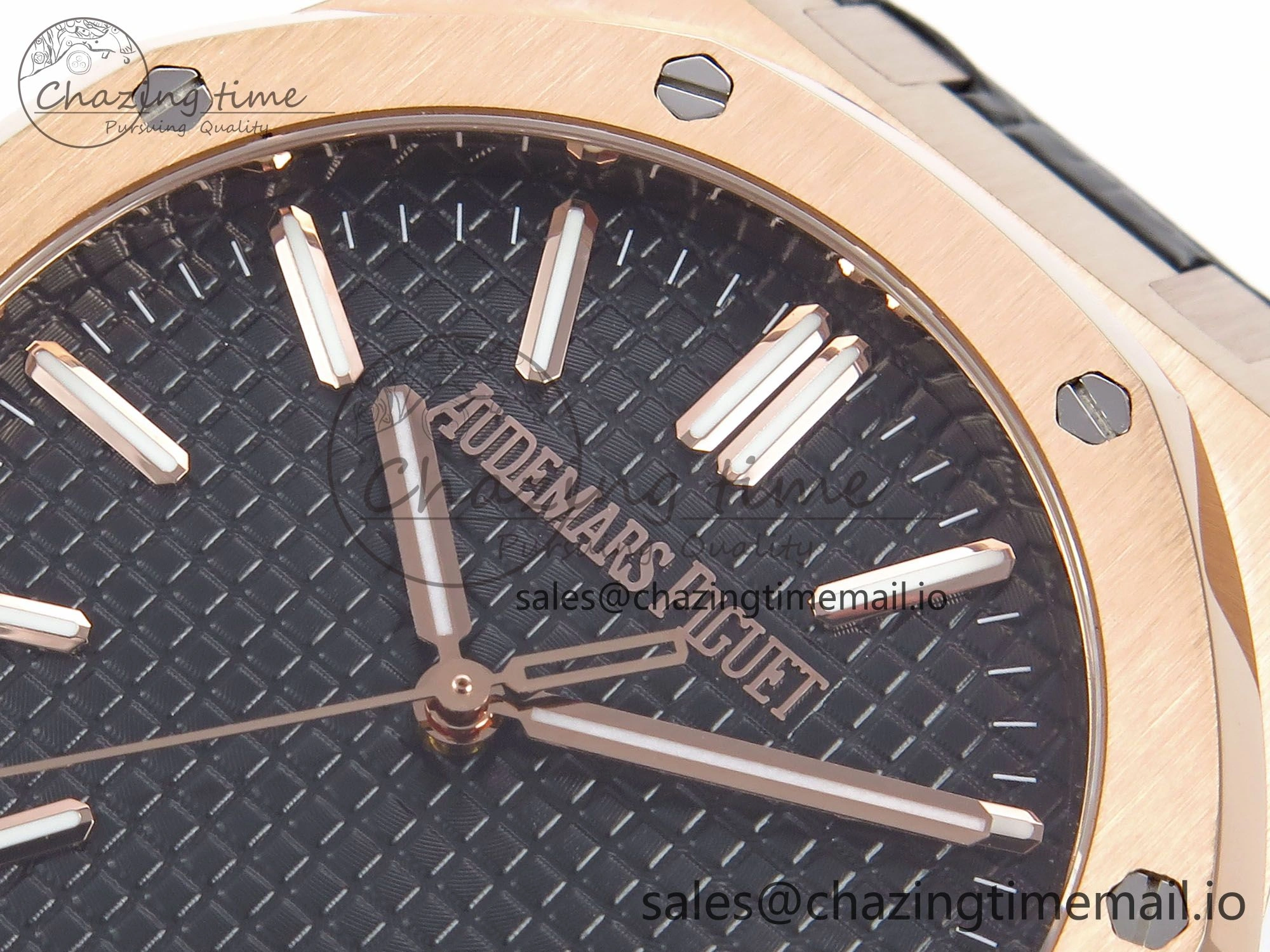 Royal Oak 41mm 15510 “50th Anniversary” RG IPF 1:1 Best Edition Black Textured Dial on Black Leather Strap SA4302 Super Clone