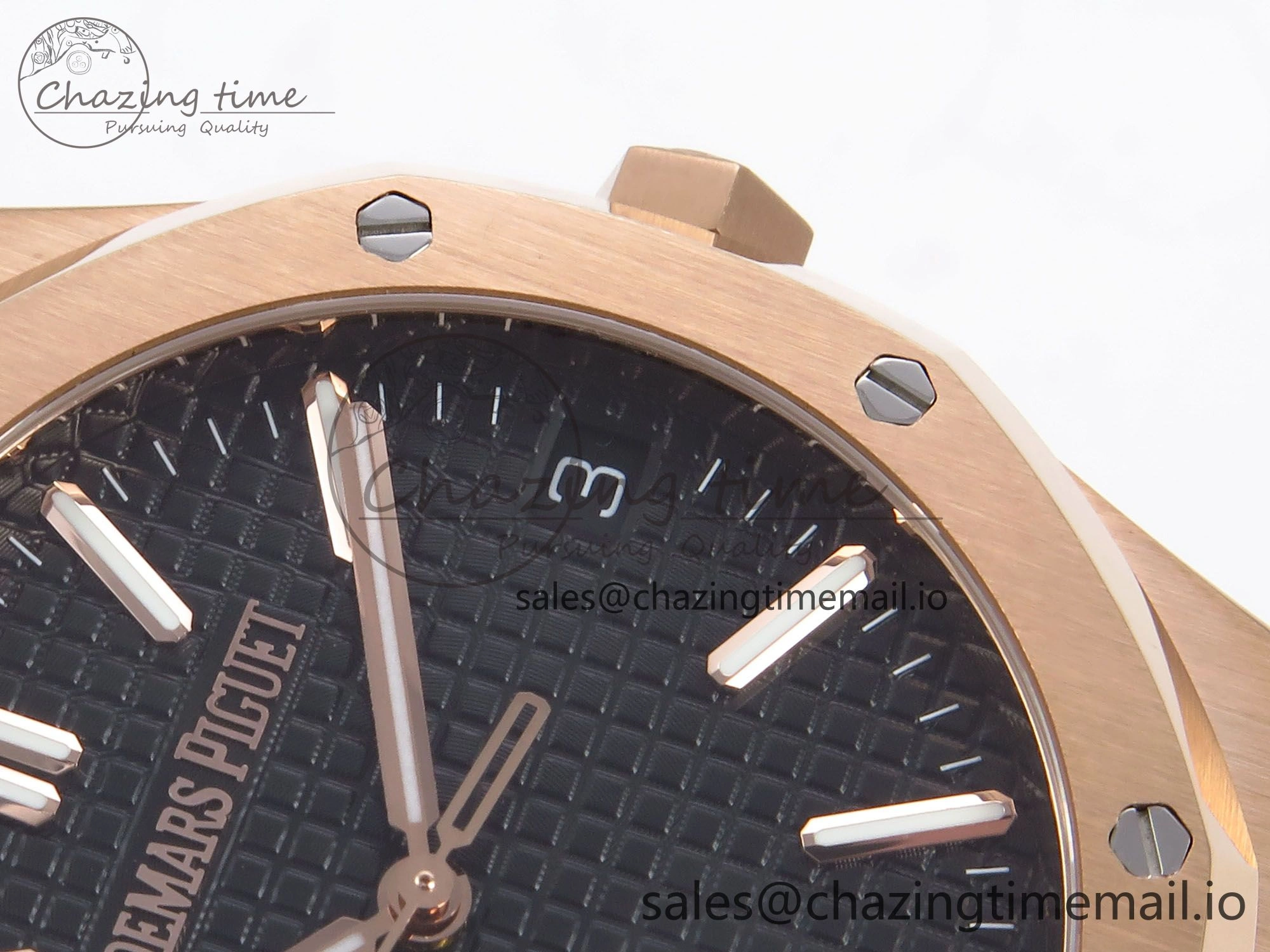 Royal Oak 41mm 15510 “50th Anniversary” RG IPF 1:1 Best Edition Black Textured Dial on Black Leather Strap SA4302 Super Clone