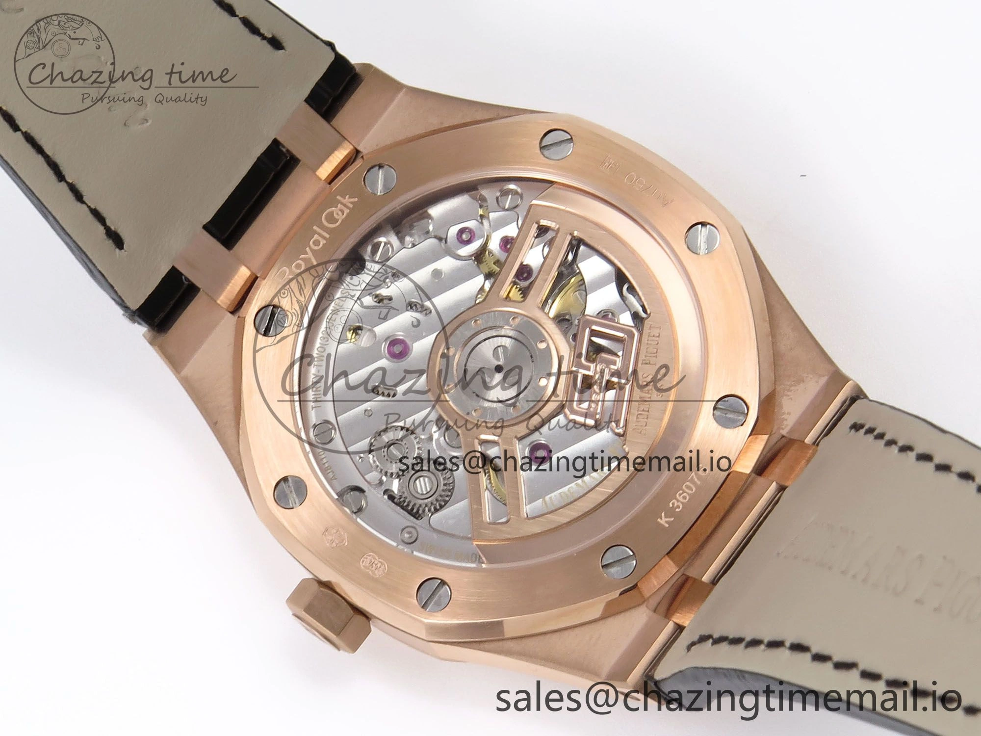 Royal Oak 41mm 15510 “50th Anniversary” RG IPF 1:1 Best Edition Black Textured Dial on Black Leather Strap SA4302 Super Clone