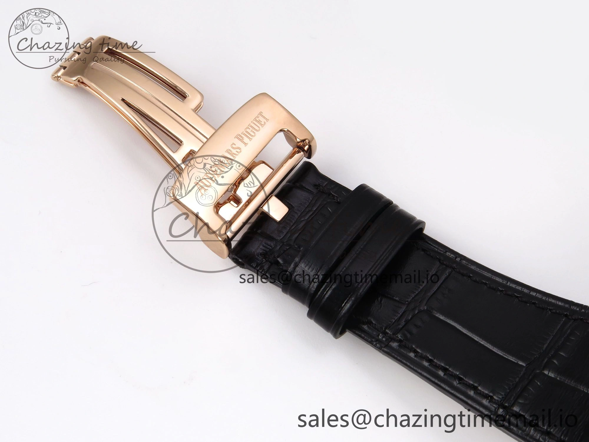 Royal Oak 41mm 15510 “50th Anniversary” RG IPF 1:1 Best Edition Black Textured Dial on Black Leather Strap SA4302 Super Clone