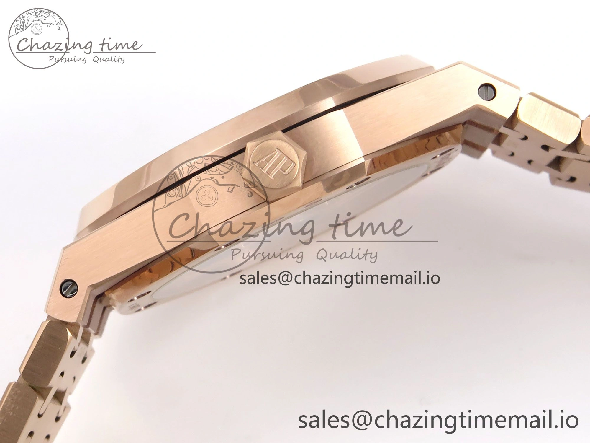 Royal Oak 41mm 15510 “50th Anniversary” RG IPF 1:1 Best Edition Black Textured Dial on RG Bracelet SA4302 Super Clone