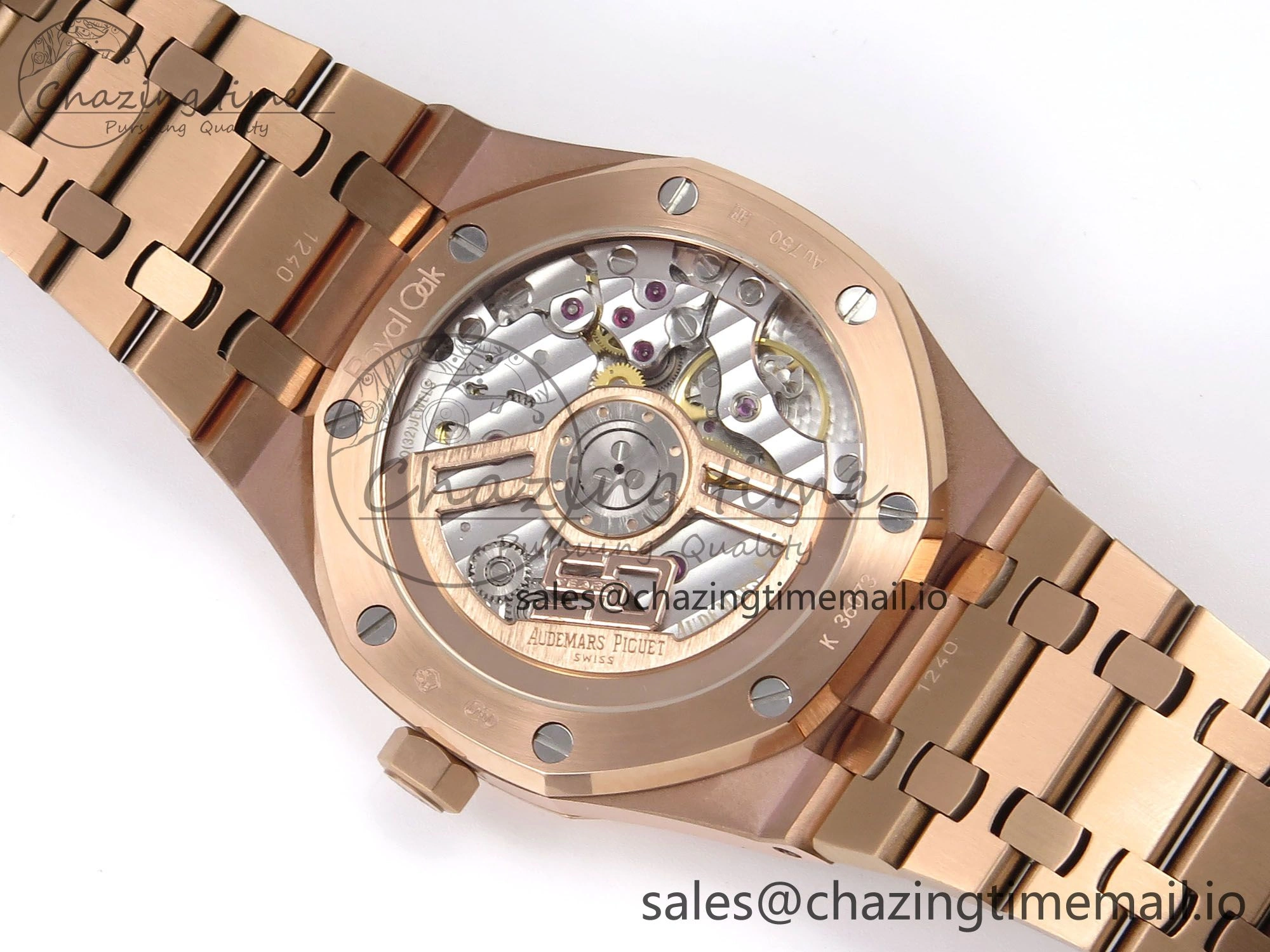 Royal Oak 41mm 15510 “50th Anniversary” RG IPF 1:1 Best Edition Black Textured Dial on RG Bracelet SA4302 Super Clone