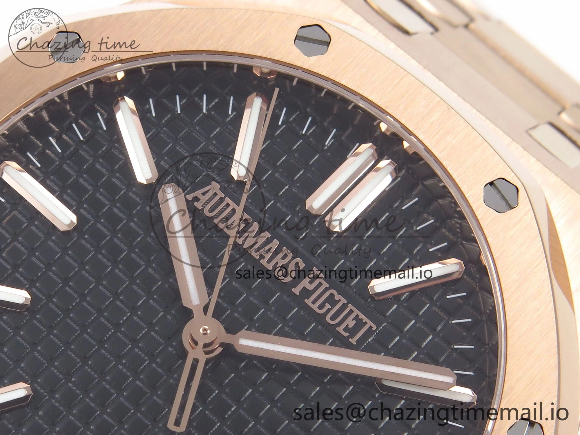 Royal Oak 41mm 15510 “50th Anniversary” RG IPF 1:1 Best Edition Black Textured Dial on RG Bracelet SA4302 Super Clone