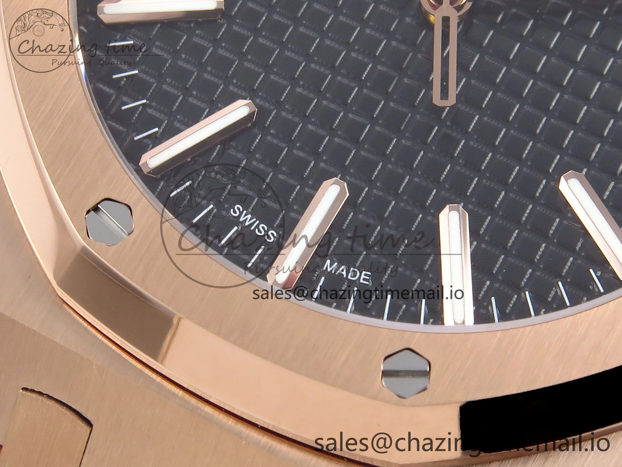 Royal Oak 41mm 15510 “50th Anniversary” RG IPF 1:1 Best Edition Black Textured Dial on RG Bracelet SA4302 Super Clone