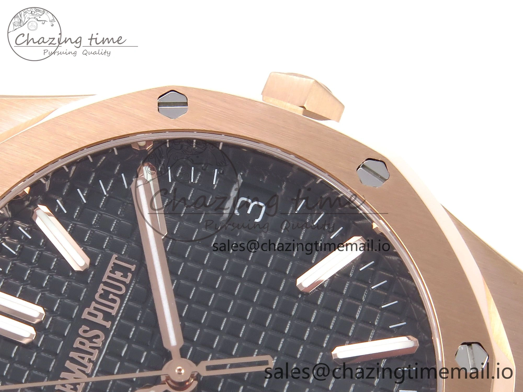 Royal Oak 41mm 15510 “50th Anniversary” RG IPF 1:1 Best Edition Black Textured Dial on RG Bracelet SA4302 Super Clone
